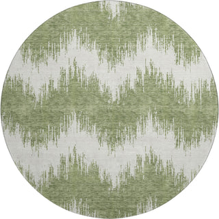 Piper Looms Mayfield Chevron AMF880 Green Machine Washable Area Rug Round Main Image