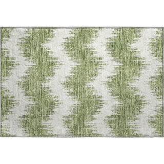 Piper Looms Mayfield Chevron AMF880 Green Machine Washable Area Rug Scatter Main Image