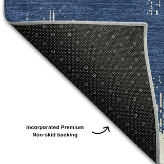 Piper Looms Mayfield Chevron AMF880 Navy Machine Washable Area Rug Backing Image