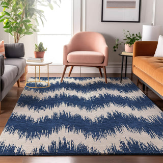 Piper Looms Mayfield Chevron AMF880 Navy Machine Washable Area Rug Lifestyle Image Feature