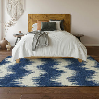 Piper Looms Mayfield Chevron AMF880 Navy Machine Washable Area Rug Lifestyle Image Feature