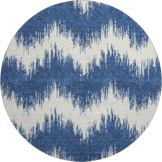 Piper Looms Mayfield Chevron AMF880 Navy Machine Washable Area Rug Round Main Image