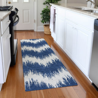 Piper Looms Mayfield Chevron AMF880 Navy Machine Washable Area Rug Runner Lifestyle Image Feature