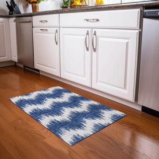 Piper Looms Mayfield Chevron AMF880 Navy Machine Washable Area Rug Scatter Lifestyle Image Feature