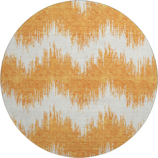 Piper Looms Mayfield Chevron AMF880 Orange Machine Washable Area Rug Round Main Image