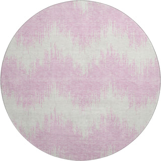 Piper Looms Mayfield Chevron AMF880 Pink Machine Washable Area Rug Round Main Image