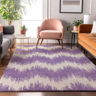 Piper Looms Mayfield Chevron AMF880 Purple Machine Washable Area Rug Lifestyle Image Feature