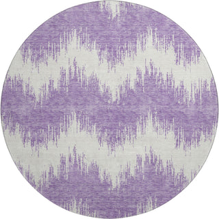 Piper Looms Mayfield Chevron AMF880 Purple Machine Washable Area Rug Round Main Image
