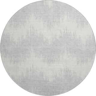 Piper Looms Mayfield Chevron AMF880 Silver Machine Washable Area Rug Round Main Image