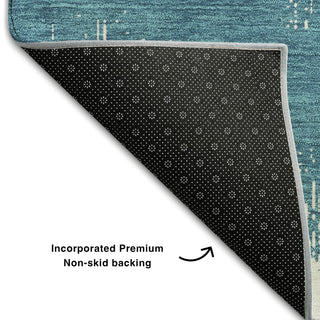 Piper Looms Mayfield Chevron AMF880 Teal Machine Washable Area Rug Backing Image