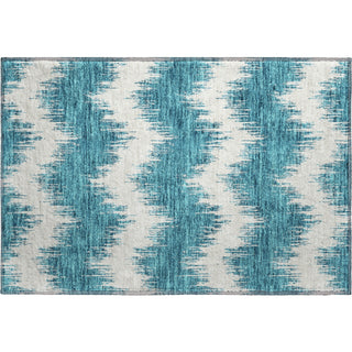 Piper Looms Mayfield Chevron AMF880 Teal Machine Washable Area Rug Scatter Main Image