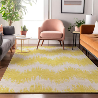 Piper Looms Mayfield Chevron AMF880 Yellow Machine Washable Area Rug Lifestyle Image Feature
