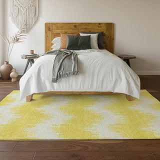 Piper Looms Mayfield Chevron AMF880 Yellow Machine Washable Area Rug Lifestyle Image Feature