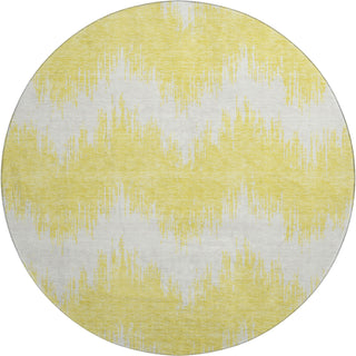 Piper Looms Mayfield Chevron AMF880 Yellow Machine Washable Area Rug Round Main Image