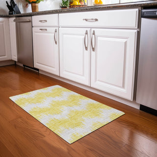Piper Looms Mayfield Chevron AMF880 Yellow Machine Washable Area Rug Scatter Lifestyle Image Feature