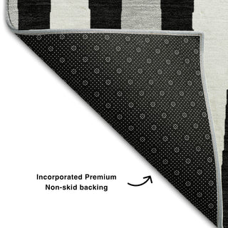 Piper Looms Mayfield Diamonds AMF881 Black Machine Washable Area Rug Backing Image
