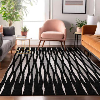 Piper Looms Mayfield Diamonds AMF881 Black Machine Washable Area Rug Lifestyle Image Feature