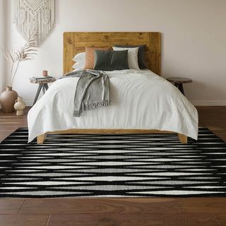 Piper Looms Mayfield Diamonds AMF881 Black Machine Washable Area Rug Lifestyle Image Feature