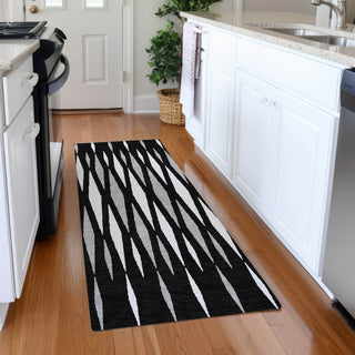 Piper Looms Mayfield Diamonds AMF881 Black Machine Washable Area Rug Runner Lifestyle Image Feature