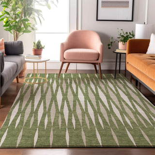Piper Looms Mayfield Diamonds AMF881 Green Machine Washable Area Rug Lifestyle Image Feature