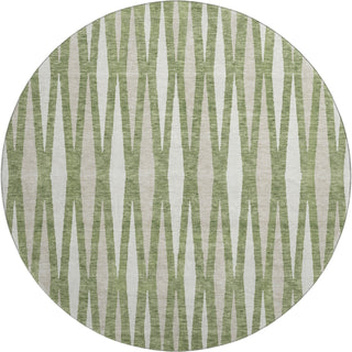 Piper Looms Mayfield Diamonds AMF881 Green Machine Washable Area Rug Round Main Image