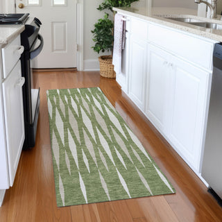 Piper Looms Mayfield Diamonds AMF881 Green Machine Washable Area Rug Runner Lifestyle Image Feature