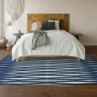 Piper Looms Mayfield Diamonds AMF881 Navy Machine Washable Area Rug Lifestyle Image Feature