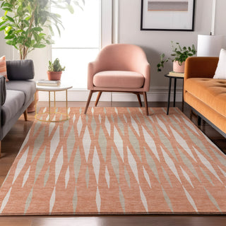 Piper Looms Mayfield Diamonds AMF881 Salmon Machine Washable Area Rug Lifestyle Image Feature