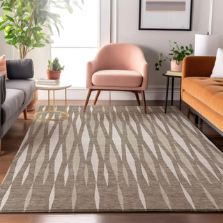 Piper Looms Mayfield Diamonds AMF881 Taupe Machine Washable Area Rug Lifestyle Image Feature