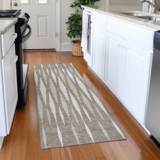Piper Looms Mayfield Diamonds AMF881 Taupe Machine Washable Area Rug Runner Lifestyle Image Feature