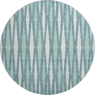 Piper Looms Mayfield Diamonds AMF881 Teal Machine Washable Area Rug Round Main Image