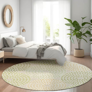 Piper Looms Mayfield Circles AMF882 Aloe Machine Washable Area Rug Round Lifestyle Image Feature