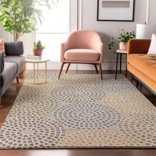 Piper Looms Mayfield Circles AMF882 Beige Machine Washable Area Rug Lifestyle Image Feature