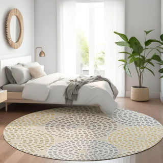 Piper Looms Mayfield Circles AMF882 Beige Machine Washable Area Rug Round Lifestyle Image Feature
