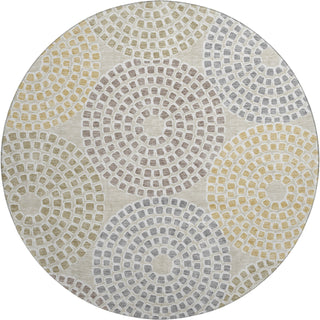 Piper Looms Mayfield Circles AMF882 Beige Machine Washable Area Rug Round Main Image