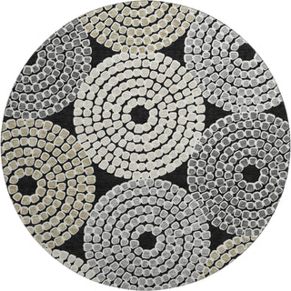 Piper Looms Mayfield Circles AMF882 Black Machine Washable Area Rug Round Main Image