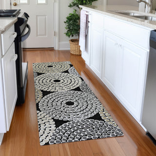 Piper Looms Mayfield Circles AMF882 Black Machine Washable Area Rug Runner Lifestyle Image Feature