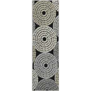 Piper Looms Mayfield Circles AMF882 Black Machine Washable Area Rug Runner Main Image