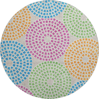 Piper Looms Mayfield Circles AMF882 Cream Machine Washable Area Rug Round Main Image