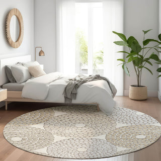 Piper Looms Mayfield Circles AMF882 Ivory Machine Washable Area Rug Round Lifestyle Image Feature