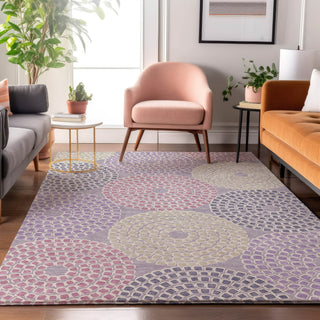 Piper Looms Mayfield Circles AMF882 Lavender Machine Washable Area Rug Lifestyle Image Feature