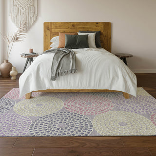 Piper Looms Mayfield Circles AMF882 Lavender Machine Washable Area Rug Lifestyle Image Feature