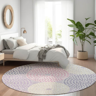 Piper Looms Mayfield Circles AMF882 Lavender Machine Washable Area Rug Round Lifestyle Image Feature