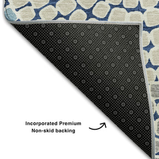 Piper Looms Mayfield Circles AMF882 Navy Machine Washable Area Rug Backing Image