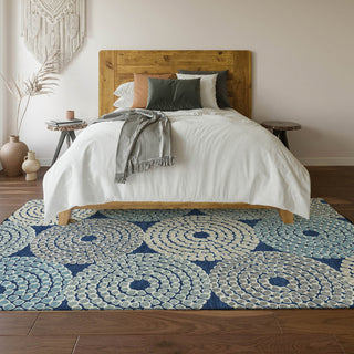 Piper Looms Mayfield Circles AMF882 Navy Machine Washable Area Rug Lifestyle Image Feature