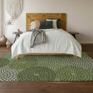 Piper Looms Mayfield Circles AMF882 Olive Machine Washable Area Rug Lifestyle Image Feature