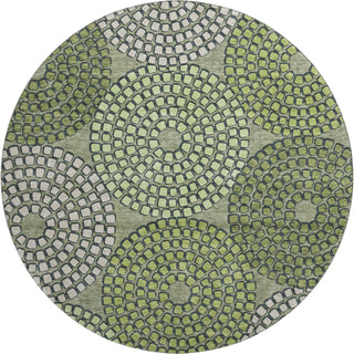 Piper Looms Mayfield Circles AMF882 Olive Machine Washable Area Rug Round Main Image