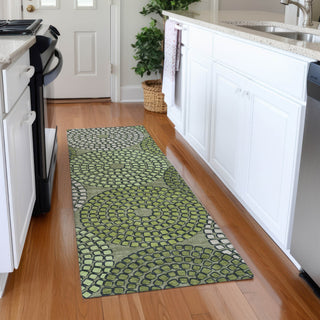 Piper Looms Mayfield Circles AMF882 Olive Machine Washable Area Rug Runner Lifestyle Image Feature
