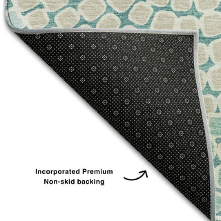 Piper Looms Mayfield Circles AMF882 Teal Machine Washable Area Rug Backing Image