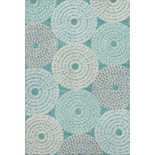 Piper Looms Mayfield Circles AMF882 Teal Machine Washable Area Rug main image